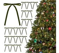 KKSTY Lot de 30 nœuds en velours de style vintage pour sapin de Noël, emballage cadeau, couronnes, guirlandes, mariage, fête, décoration d'intérieur, 12,7 x 17,8 cm (vert olive)