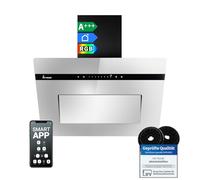 KKT KOLBE A+++ Hotte aspirante 60 cm 782 m³/h Drain Uringang Sans Tête Montage Mural | Miroir en Verre Noir | Retardé | Smart WiFi App Wi-Fi | SensorTouch | Éclairage LED RGBW | PLOOM6005M