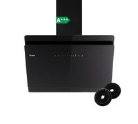 KKT KOLBE A+++ Hotte aspirante, 80 cm, 782 cbm/h, convection, air évacué, sans tête, capot mural, capot incliné, noir, verre, fonction de post-fonctionnement automatique, SensorTouch, éclairage LED