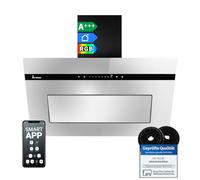 KKT KOLBE A+++ Hotte aspirante 80 cm 782 m³/h Drain Uringang Capot mural sans tête | Miroir en verre noir | Démarrage différé | Smart WiFi App Wi-Fi | SensorTouch | Éclairage LED RGBW | PLOOM8005M