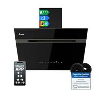 KKT KOLBE AURORA6005FB Hotte aspirante 60 cm 782 m³/h à recirculation d'air évacuée Hotte murale sans tête | Noir | Verre | Suivi automatique | Application Smart WiFi | SensorTouch | Éclairage LED