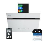 KKT KOLBE AURORA6005SW Hotte aspirante A+++ 60 cm 782 m³/h à recirculation d'air évacuée Hotte murale | Verre noir et blanc | Suivi automatique | Application Smart WiFi | SensorTouch | Éclairage LED