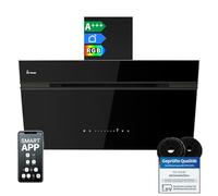 KKT KOLBE AURORA9005FB Hotte aspirante 90 cm 782 m³/h à recirculation d'air évacuée Hotte murale sans tête | Noir | Verre | Fonction de suivi automatique | Application Smart WiFi | SensorTouch |