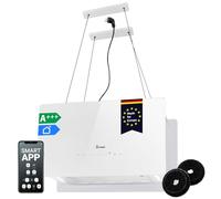 KKT KOLBE CUBE60FW Hotte aspirante 60 cm 764 m³/h en recirculation | 9 niveaux | application WiFi intelligente | hotte îlot suspendue | Montage au plafond | Blanc | Verre | Éclairage LED | Retour