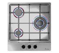 KKT KOLBE G453ED Plaque de cuisson à gaz 44,5 cm, autonome, 6,2 kW, 3 feux, réglable en continu, zone wok, sans cadre, commande à bascule, support de casserole en fonte, acier inoxydable, gaz propane