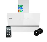 KKT KOLBE Hotte aspirante 60 cm | 782 cbm/h Recirculation d'air | Sans tête | Capot mural | Verre blanc | Application Wi-Fi intelligente Wi-Fi | Éclairage LED RGBW | EASY6005WM