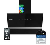 KKT KOLBE Hotte aspirante 60 cm | 782 cbm/h recirculation/vidage | Sans tête | Capot mural | Verre noir | Smart WiFi App Wi-Fi | Éclairage LED RGBW | EASY6005SM