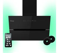 KKT KOLBE Hotte aspirante 60 cm 782 cbm/h Recyclage de l'air Évacuation de l'air Hotte murale sans tête Noir Verre Smart WiFi App WLAN Éclairage RGBW-LED ECCO6005SM