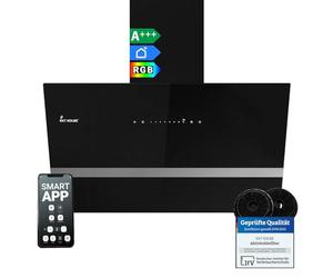 KKT KOLBE Hotte aspirante 80 cm | 782 m³/h Drainage et circulation | Sans tête | Montage mural | Verre noir | Application WiFi intelligente Wi-Fi | Éclairage LED RGBW | EASY8005SM