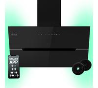 KKT KOLBE Hotte aspirante 90 cm 782 cbm/h Recyclage de l'air Évacuation de l'air Hotte murale sans tête Noir Verre Smart WiFi App WLAN Éclairage RGBW-LED ECCO9005SM
