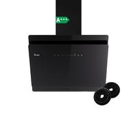 KKT KOLBE Hotte aspirante 60 cm 782 cbm/h | circulation d'air | évacuation d'air | sans tête | capuchon mural | capot coudé | noir | verre | fonctionnement automatique | SensorTouch | éclairage