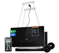 Hotte aspirante cuisine 60 cm | Hotte Îlot | acier inoxydable | verre noir | Opération tactile | CUBE60S