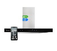 KKT KOLBE Hotte aspirante cuisine 60 cm | Hotte Murale | acier inoxydable | verre noir | WiFi | arrête automatiquement | Opération tactile | FLAT6006ED