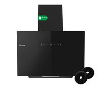 KKT KOLBE | Hotte aspirante cuisine 60 cm | Hotte Murale Inclinées | Acier inoxydable | verre noir | Opération tactile | BASE6004S