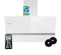 KKT KOLBE Hotte aspirante murale EASY9005WM, 90 cm, sans tête | 782 cbm/h, évacuation et recirculation, verre blanc, éclairage LED RGBW, application WiFi intelligente, Wi-Fi