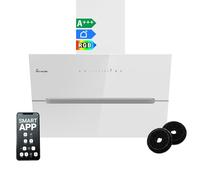 KKT KOLBE Hotte aspirante murale ECCO6005WM, 60 cm, sans tête | 782 cbm/h, évacuation et recirculation, verre blanc, éclairage LED RGBW, application WiFi intelligente, Wi-Fi