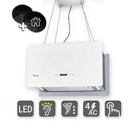 KKT KOLBE / Hotte Îlot / Hotte aspirante / 60cm / acier inoxydable / verre blanc / CUBE60W