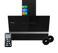 KKT KOLBE Hotte murale inclinée 60 cm | Inox & verre noir | WiFi | Arrêt auto | Éclairage LED RGB | Tactile | EASY6005SM
