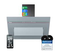 KKT KOLBE Hotte murale inclinée 80 cm 782 m³/h évacuation/recyclage | verre gris mat | fonction arrêt différé | Smart WiFi App WLAN | commandes SensorTouch | éclairage LED RGBW | PLOOM8005G