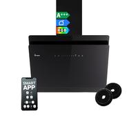 KKT KOLBE Hotte murale SOLO6005SM, 60 cm sans | Application WiFi intelligente, éclairage LED RGBW, WiFi 782 cbm/h, évacuation d'air et circulation, verre, acier inoxydable