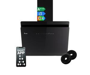 KKT KOLBE Hotte murale SOLO6005SM, 60 cm sans | Application WiFi intelligente, éclairage LED RGBW, WiFi 782 cbm/h, évacuation d'air et circulation, verre, acier inoxydable