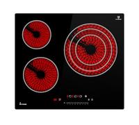 KKT KOLBE Plaque de cuisson vitrocéramique 59 cm 5,7 kW autonome | Triple zone de 30 cm | Wok/Paella | 3 zones | 9 niveaux | Sans cadre | Touch Slider | Minuterie | Indicateur de chaleur résiduelle |