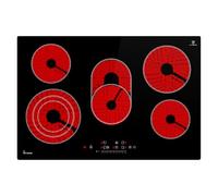 KKT KOLBE Plaque Electrique 80 cm | 8,7 kW | 5 Zones de cuisson | 9 niveaux de puissance | zone de cuisson tripple | zone de cuisson double ovale | CH7705RL