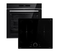 KKT KOLBE Set four encastrable 60 cm et plaque induction 59 cm noir | pyrolyse, fonction pizza, grill, chaleur tournante | rails télescopiques, TouchSelect slider, minuterie | SET8019IH594FZ