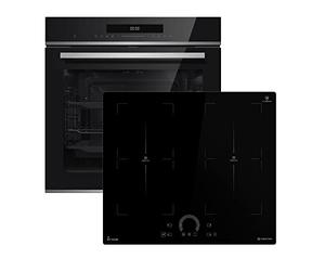 KKT KOLBE Set four encastrable 60 cm et plaque induction 59 cm noir | pyrolyse, fonction pizza, grill, chaleur tournante | rails télescopiques, TouchSelect slider, minuterie | SET8019IH594FZ