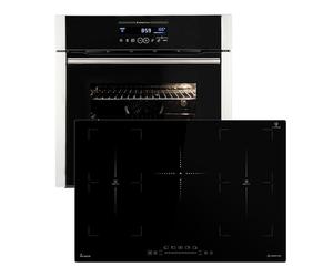 KKT KOLBE Set four encastrable 60 cm noir EB8016ED et plaque induction 77 cm IH87705FZ | catalyse, tournebroche, pizza, grill, chaleur tournante | rails télescopiques, minuterie | SET8016IH77FZ