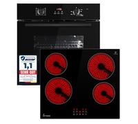 KKT KOLBE SET8005FBCH5900RL Plaque de cuisson, 60 cm, Four encastré, 59 cm, Plaque de cuisson, Gril, Minuterie à air chaud, Minuterie Automatique, Vitrage Anti-Chaleur, Sécurité Enfant, Commande à