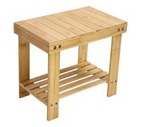 KKTONER Marchepied en Bambou avec Compartiment de Rangement pour Salle de Bain, Salon, Chambre à Coucher, Couleur Naturelle