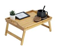 KKTONER Plateau de lit avec Pieds Pliables Portable Plateau de Petit-déjeuner Plateau de Service Table en Bambou