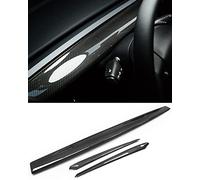 KKTR-CAR pour Tesla Model 3 Model Y Dash Wrap Porte Garniture Couverture Tableau De Bord Intérieur Carbone Modèle Décoration Wrap Kit Accessoires 4 PCS (Real Carbon Fiber-Gloss)
