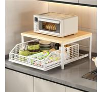 KKTX Chariot de Cuisine pour Micro-Ondes, Organisateur de Chariot Utilitaire, Petite étagère de Cuisine, Support pour Micro-Ondes avec Panier de Rangement inférieurWhite,37x26x18cm