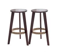 KKTX Ensemble de 2 tabourets de Bar en Bois Massif, tabourets de Petit-déjeuner de Cuisine à Domicile, pour comptoir Bistro, Chaise de Bar de réception, Tabouret Haut Walnut,Sitting Height:68cm