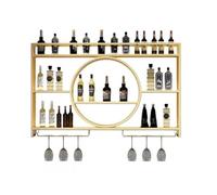 KKTX Rack expositif à vin Mural en métal en Fer en Fer forgé Moderne, étagères à Bouteilles d'alcool Organisateur de Stockage d'affichage pour la Maison Mini-barreGold,100cm