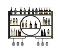 KKTX Rack expositif à vin Mural en métal en Fer en Fer forgé Moderne, étagères à Bouteilles d'alcool Organisateur de Stockage d'affichage pour la Maison Mini-barreBlack,100cm