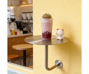 KKTX Table De Bistro Murale Peu Encombrante - Acier Inoxydable, Plateau De 35 Cm/40 Cm, Hauteur De 45 Cm, Idéale pour Les Repas Légers Et L'utilisation Quotidienne Silver,40cm