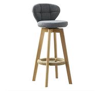KKTX Tabourets de Bar/Tabouret de Bar Pivotant pour Petit Déjeuner de Cuisine, Tabouret de Bar en Bois, Dossier Bas et Repose-Pieds en Coton Gris/Bleu/Vert (65/75cm) Grey, Sitting High 75cm
