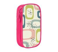 kkvhhyuo Atomic Trousse à crayons double couche Motif étoiles rétro, rose | Boîte à crayons de grande capacité en tissu Oxford pour l'école, le bureau, les voyages, les enfants, noir