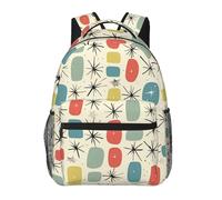 kkvhhyuo Azurite Sac à dos décontracté à motif marbré bleu sarcelle et feuille d'or - Sac à dos décontracté pour homme et femme - Sac d'école pour garçons et filles, Motif rétro étoiles Atomic, One