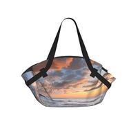 kkvhhyuo Beach Maui Hawaii Sunset Sea Waves Clouds Print Sac de camping pliable Shopping Beach Sac à bandoulière avec coussinet convertible pour la plage, les pique-niques, la randonnée et les