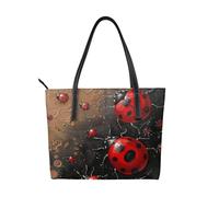 kkvhhyuo Beach Maui Hawaii Sunset Sea Waves Clouds Sac fourre-tout réutilisable en cuir avec fermeture éclair et poches pour le travail, l'école, les voyages, Art Ladybug Tracks, Taille unique