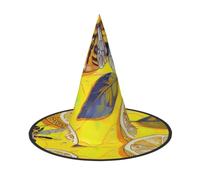 kkvhhyuo Chapeau de sorcière pour Halloween, bal masqué, cosplay | Chapeaux de magicien imprimés citron et abeilles jaunes pour femmes, enfants, adolescents, fête, cosplay, décoration