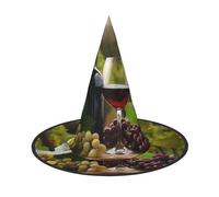 kkvhhyuo Chapeau de sorcière pour Halloween, bal masqué, cosplay | Chapeaux de magicien imprimés vin rouge pour femmes, enfants, adolescents, fête, cosplay, décoration
