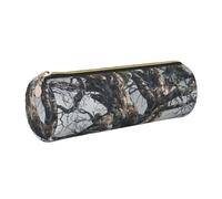 kkvhhyuo Cold Tree Trousse à crayons ronde portable en cuir avec fermeture éclair dorée - Multifonctionnelle - Motif camouflage - Pour adolescentes, filles et garçons, doré, One Size, Organiseur de