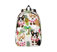 kkvhhyuo Corgi Sac à dos hawaïen avec imprimé ananas tropical, sac à dos décontracté pour ordinateur portable, sac à dos d'école, sac à dos de travail, sac à dos de voyage, Noir , M, Décontracté
