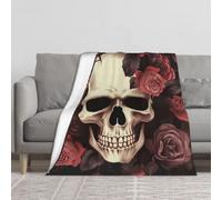 kkvhhyuo Couverture tête de mort rose pour canapé-lit 152,4 x 127 cm | Couverture en flanelle douce et épaisse pour toutes les saisons, décoration d'intérieur, cadeau pour homme et femme