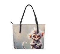 kkvhhyuo DNA Chain Sac fourre-tout en cuir avec impression photo réutilisable Grand sac à main avec fermeture éclair et poches Sac de courses pour le travail, l'école, les voyages, Art de singe mignon